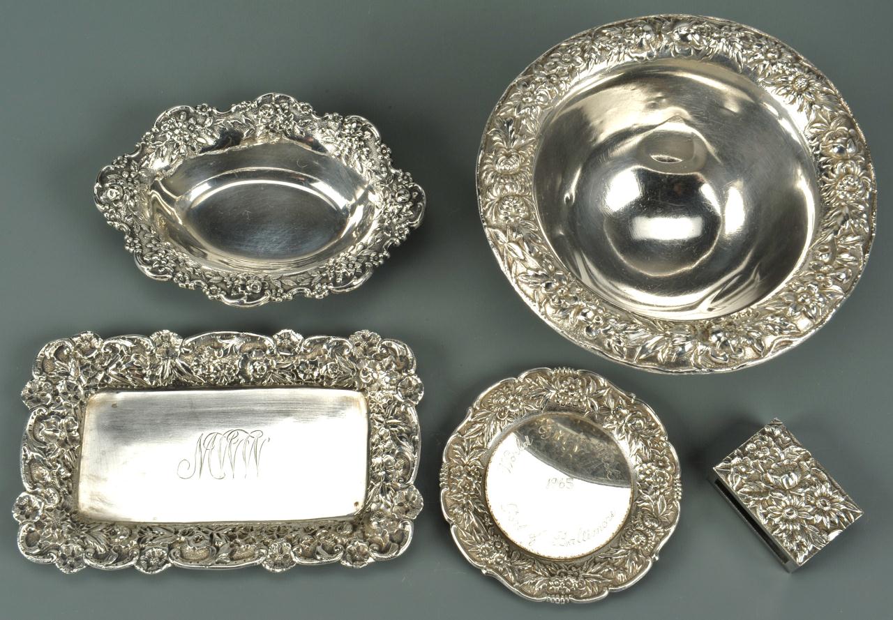 Lot 471: Five Kirk Repousse sterling silver table items