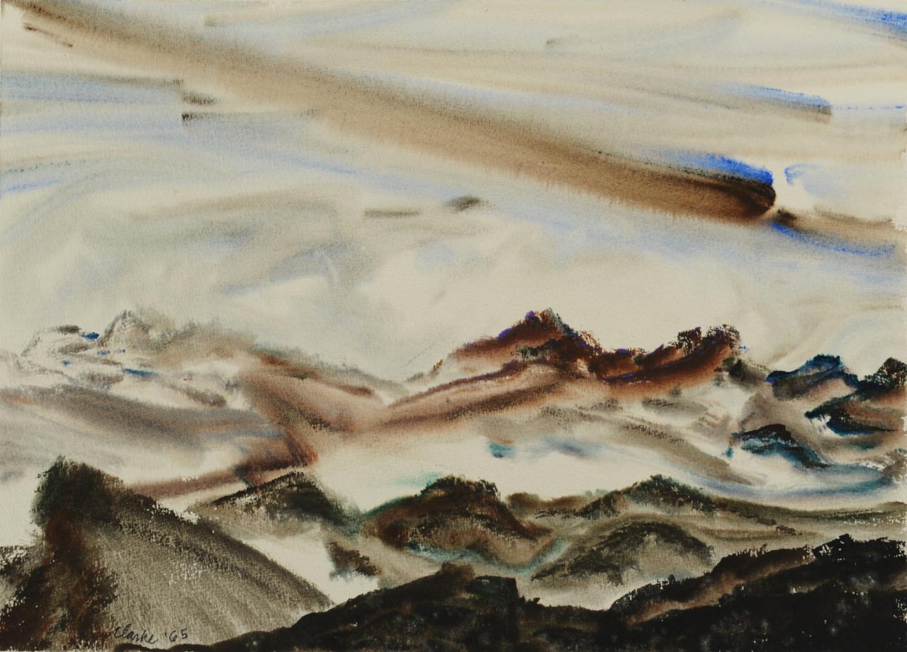 Lot 47: Richard Clarke watercolor, Polkton Mountain