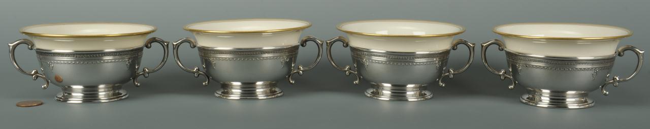 Lot 480: 4 Dominick & Haff Sterling Bouillon Cups w/ Liners