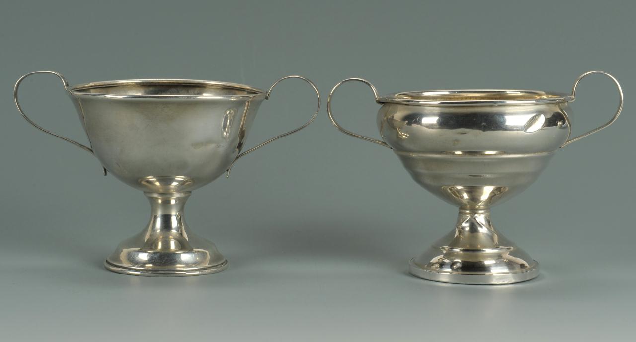 Lot 482: Three pairs sterling sugar and creamers