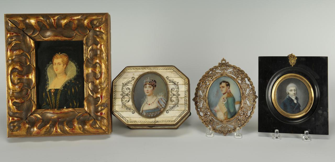 Lot 496: 4 Miniature Portraits inc. Napoleon, Mary Stuart