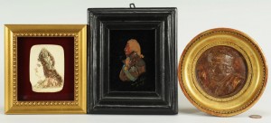 Lot 497: 3 Miniature Portraits: Louis XIV, Franklin, French