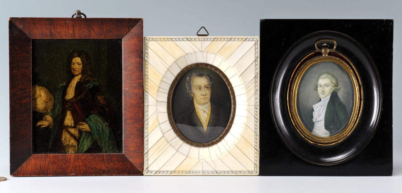 Lot 498: Three miniature portraits of gentlemen