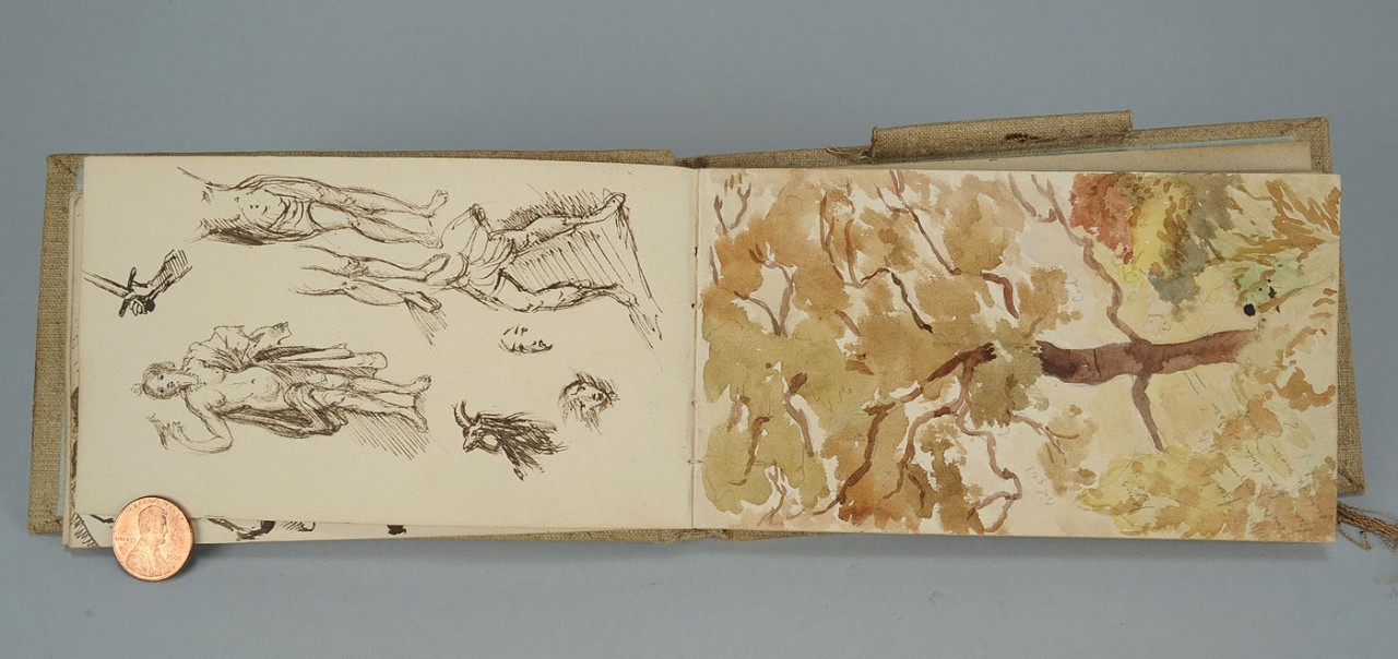 Lot 499: French sketchbook, 80 watercolors and drawings