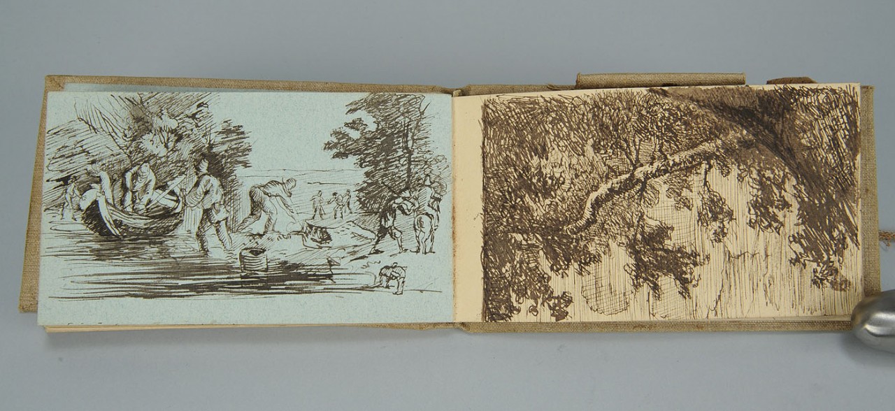 Lot 499: French sketchbook, 80 watercolors and drawings