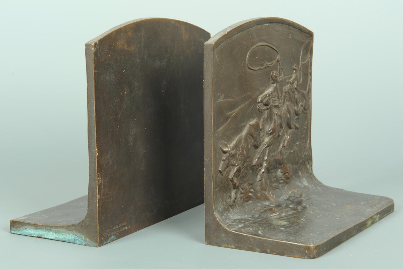 Lot 502: Bronze Bookends, signed J. L. Lambert