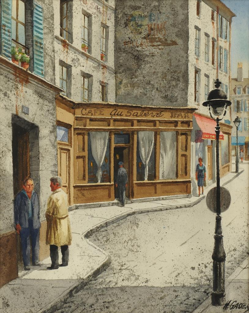 Lot 517: Henry Gasser Watercolor, Paris Scene