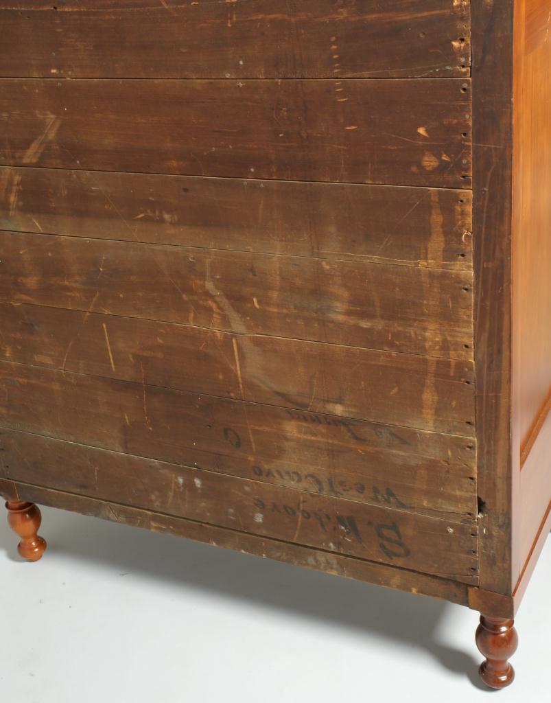 Lot 545: Signed Indiana River Trade Cherry Bonnet Chest