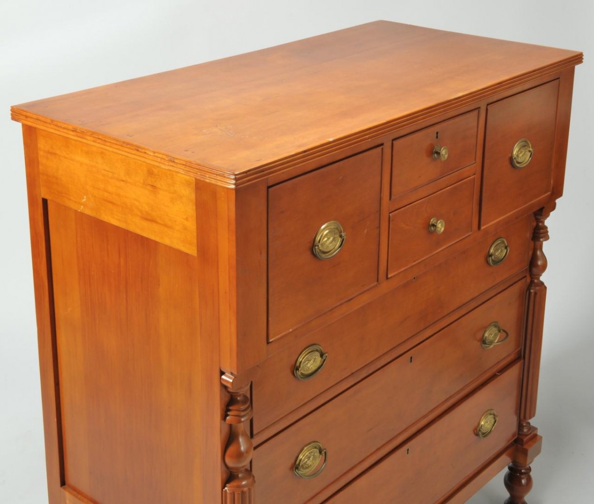 Lot 545: Signed Indiana River Trade Cherry Bonnet Chest