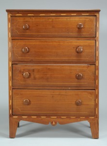 Lot 547: Diminutive Southern Inlaid Chest of Drawers