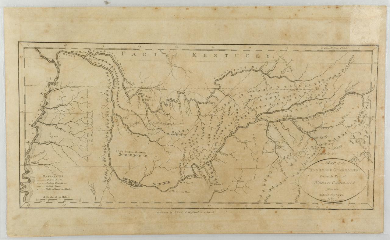 Lot 54: 18th Century map of Tennessee with Native American