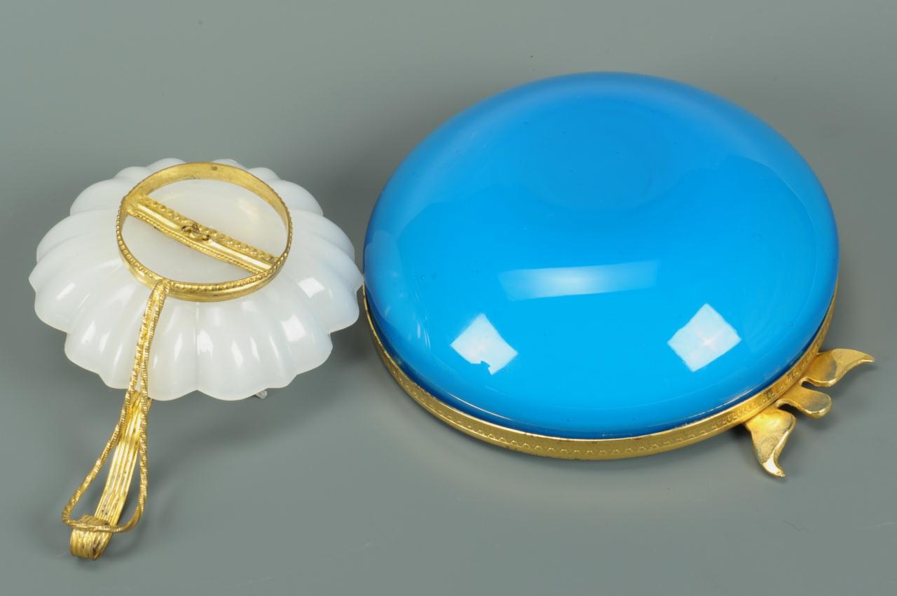 Lot 554: Group of 4 French Opaline Glass & Porcelain Items