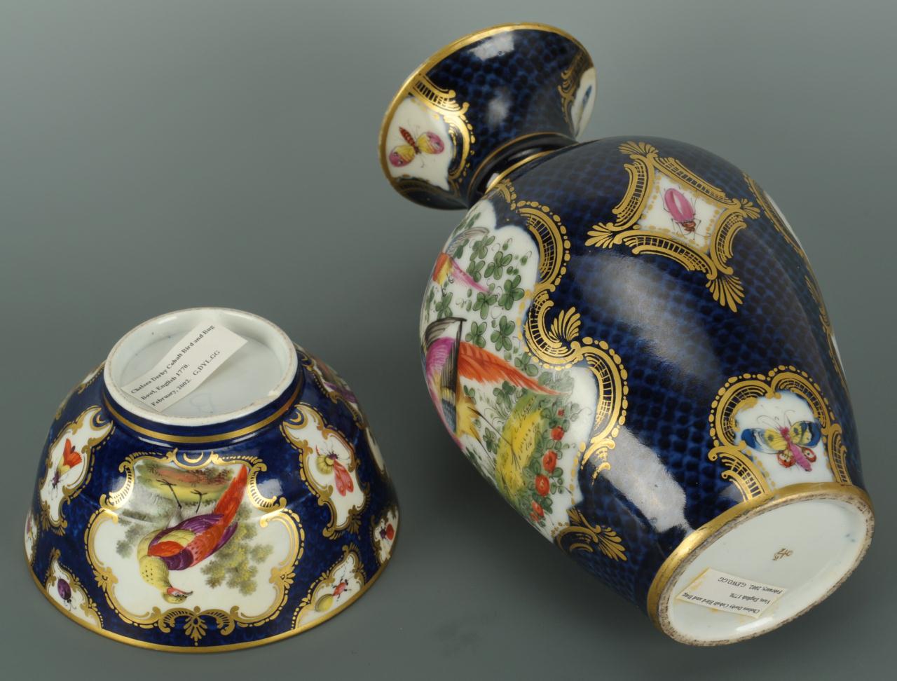 Lot 555: Three late 18th c. English Porcelain pieces with c