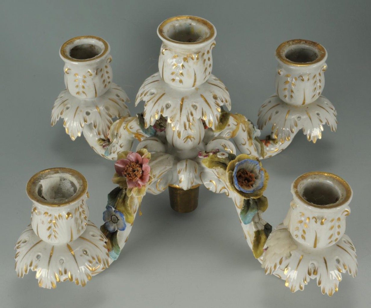 Lot 567: Pair of Meissen style candelabra