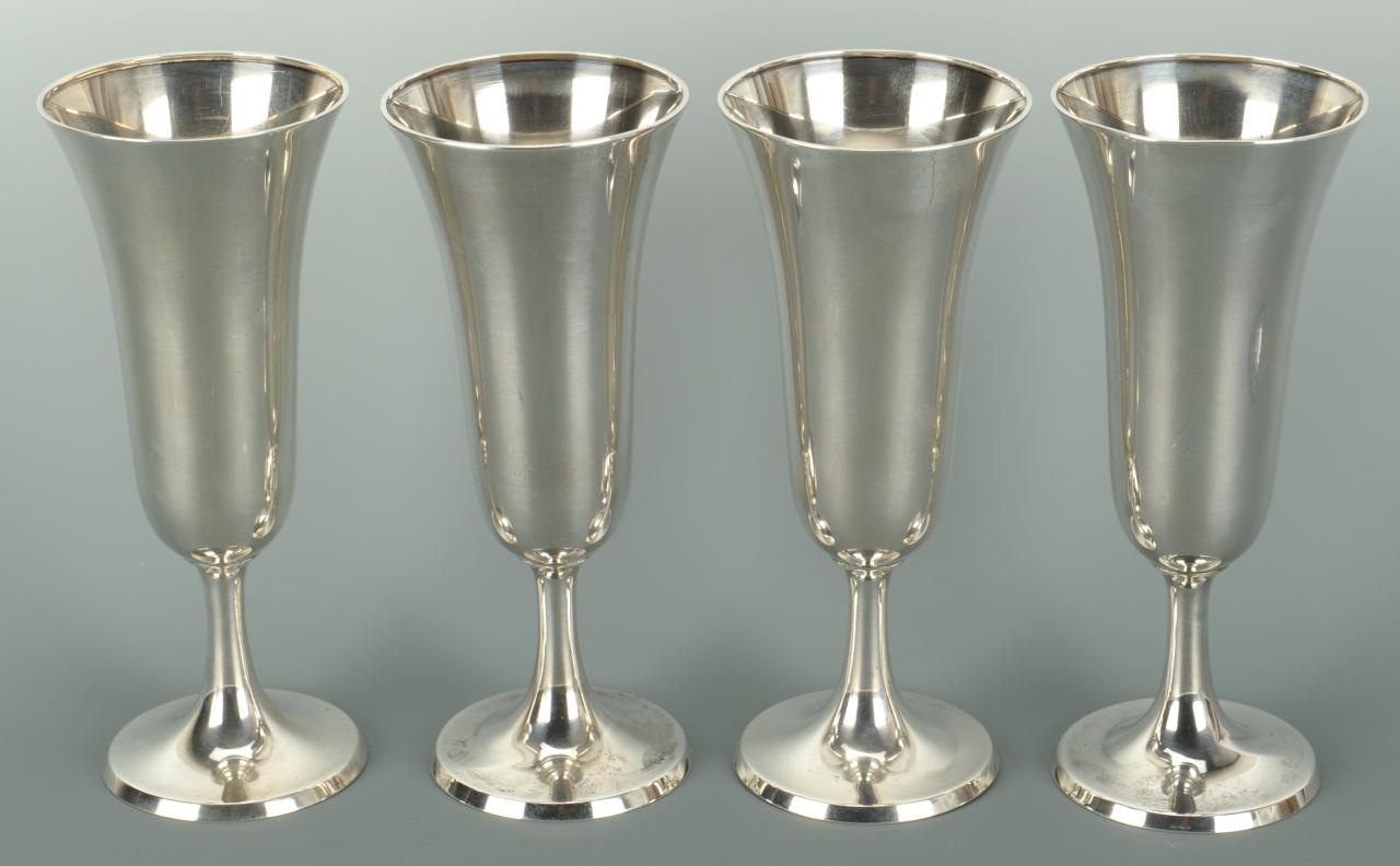 Lot 574: Set of 4 Gorham Sterling Champagne Flutes
