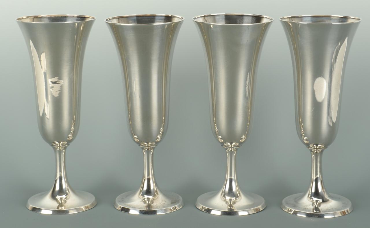Lot 574: Set of 4 Gorham Sterling Champagne Flutes