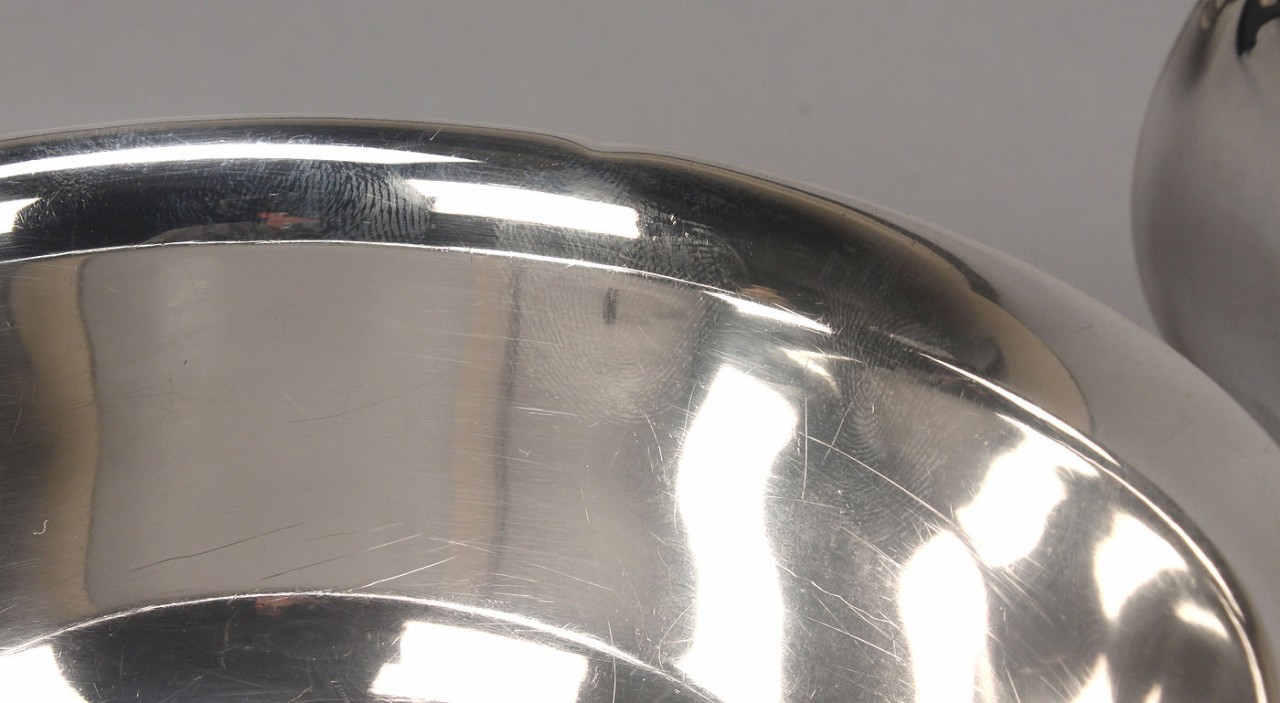 Lot 575: Sterling sauce pan and 2 bowls