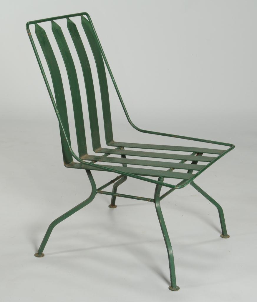 Lot 589: French Art Deco Patio Furniture: settee & 3 chairs