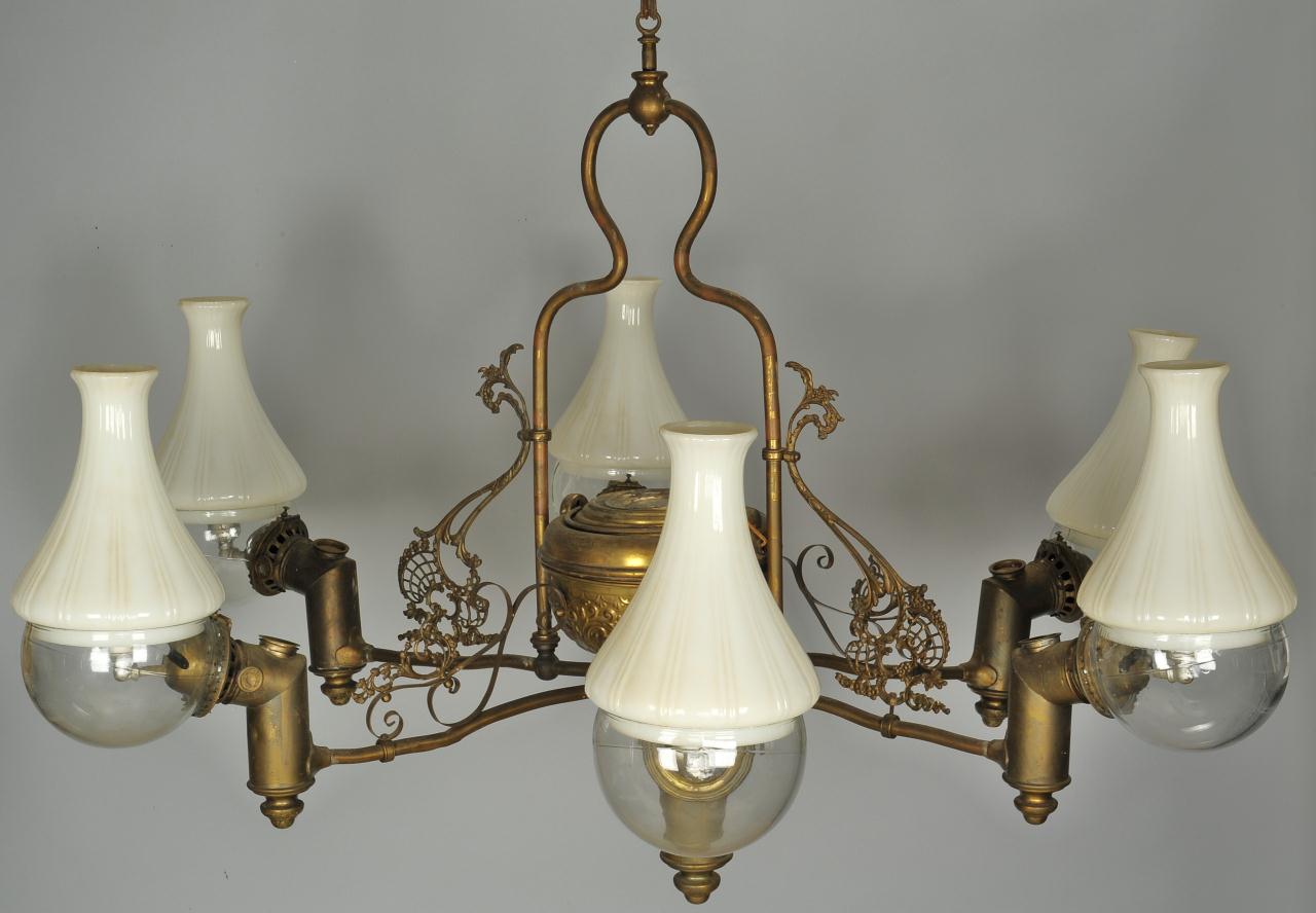 Lot 594: Six-Light Angle Lamp Chandelier