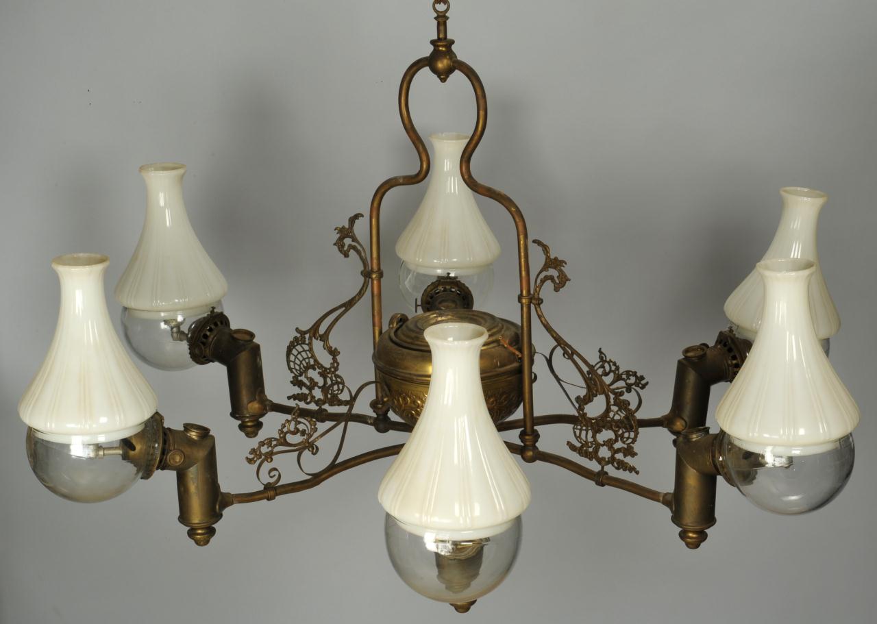 Lot 594: Six-Light Angle Lamp Chandelier