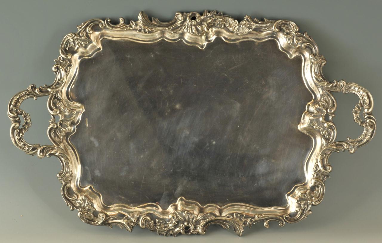 Lot 597: Large Victorian Silverplated Tray, Walker and Hall