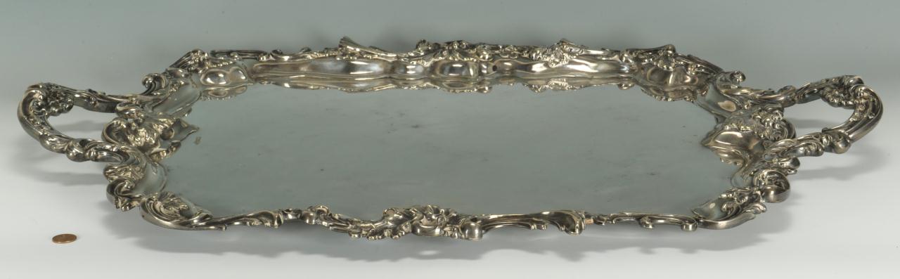 Lot 597: Large Victorian Silverplated Tray, Walker and Hall