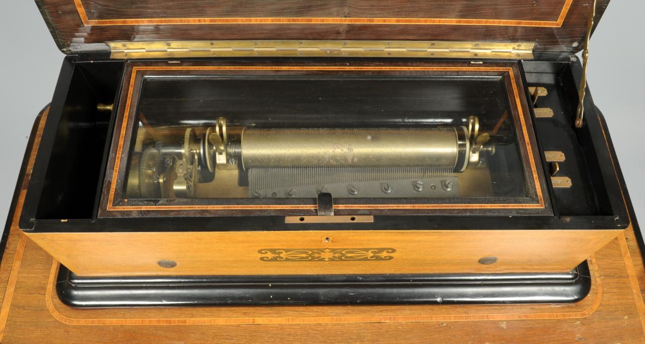 Lot 602: Swiss Cylinder Music Box on Stand