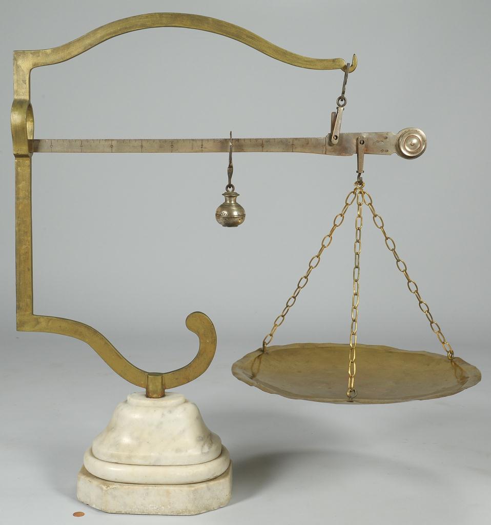 Lot 608: Continental Brass & Marble Scale