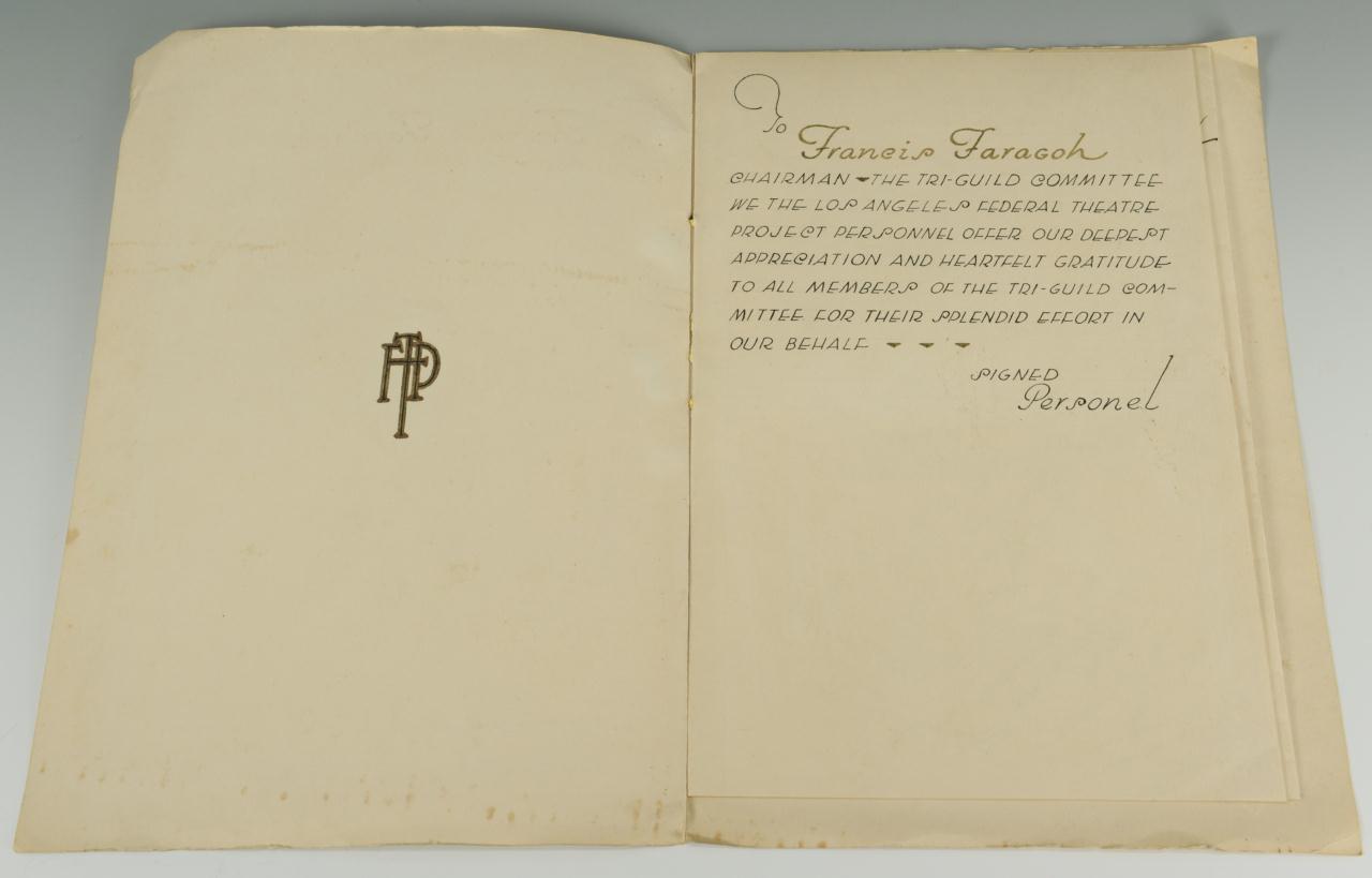 Lot 632: Francis Edwards Faragoh Archive, Gratitude Folio