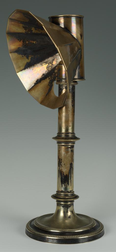 Lot 658: Old Sheffield hooded candlestick
