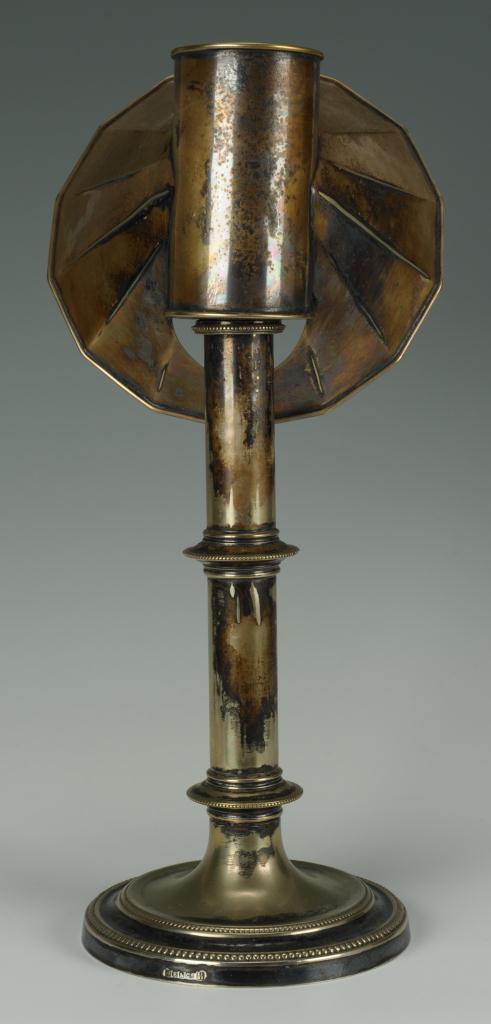 Lot 658: Old Sheffield hooded candlestick