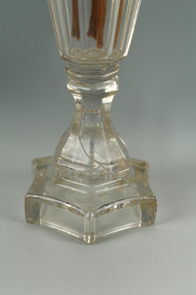 Lot 659: 4 Colorless Glass Whale Oil Lamps