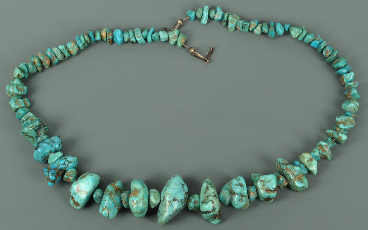 Lot 677: Large Navajo Turquoise Nugget Necklace