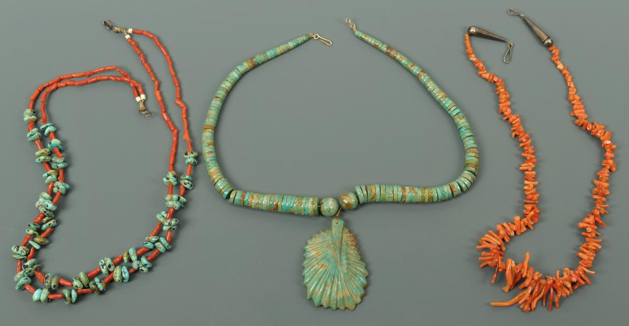 Lot 679: Vintage Turquoise and Coral Necklaces, 3 pcs.