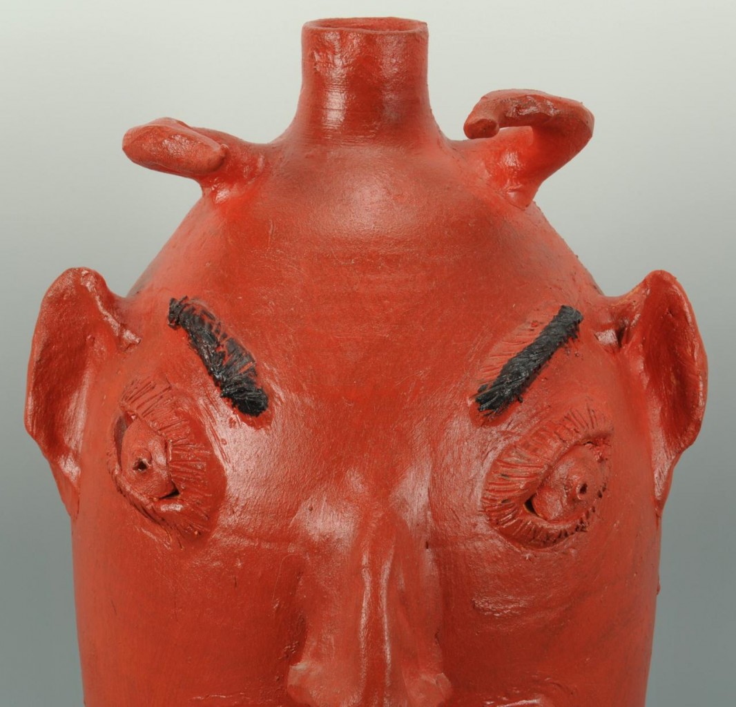 Lot 689: NC Folk Pottery Devil Face Jug, Browns Pottery