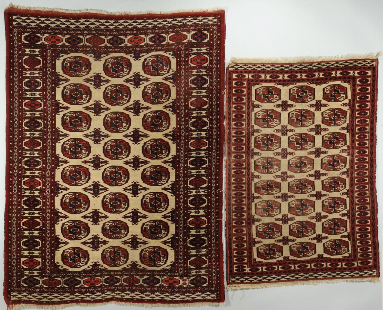 Lot 702: 2 Persian Turkoman Rugs, 6'6" x 5' and 5'3" x 3'5"
