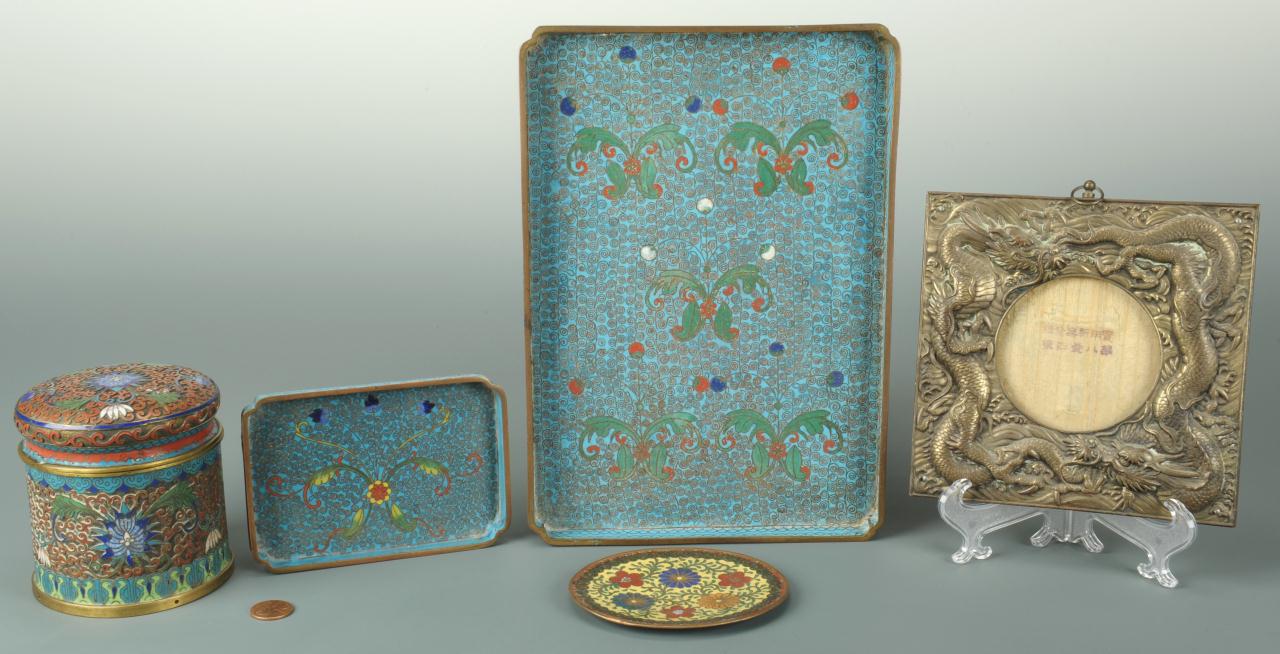 Lot 708: 5 Chinese Cloisonne and Brass Items