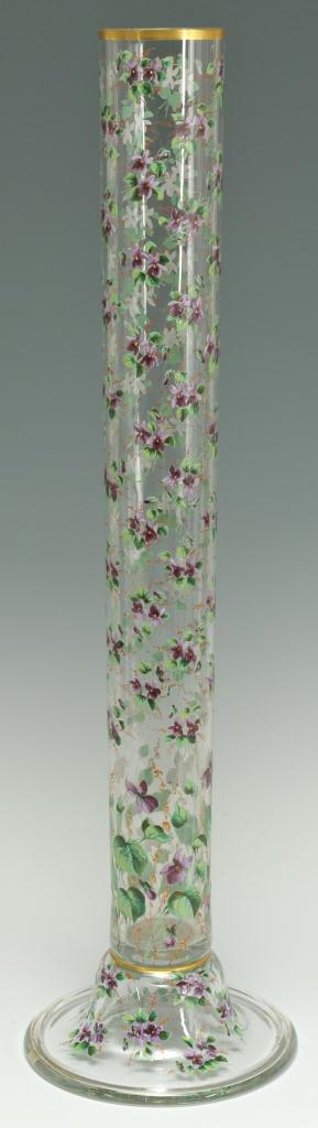 Lot 713: Victorian French Enameled Glass Vase & Pitcher