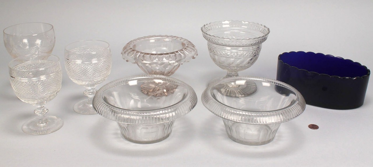 Lot 720: Lot of cut glass bowls, goblets, compotes