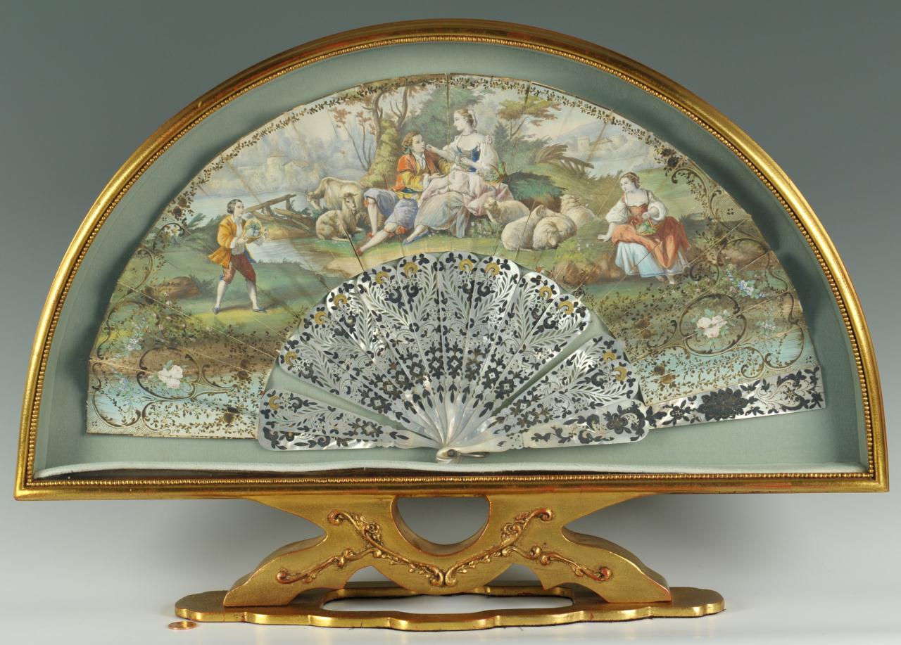 Lot 721: French paper and mother of pearl fan