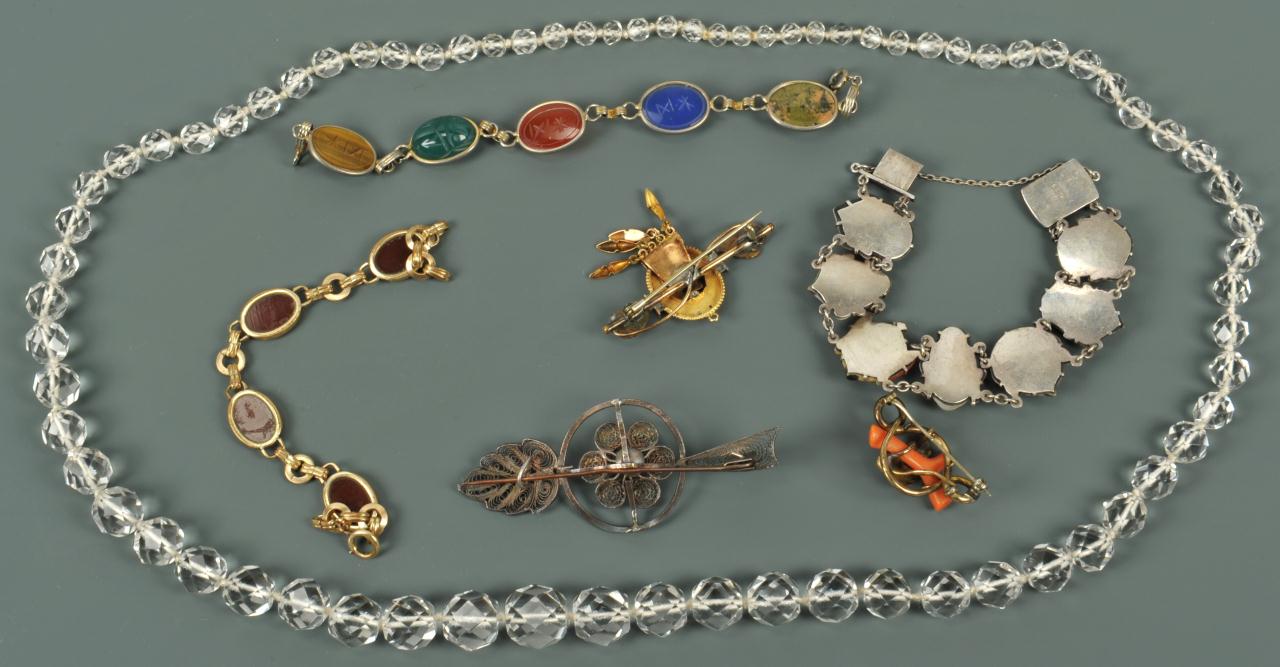 Lot 727: Assorted hardstone and Victorian jewelry, 7 pcs
