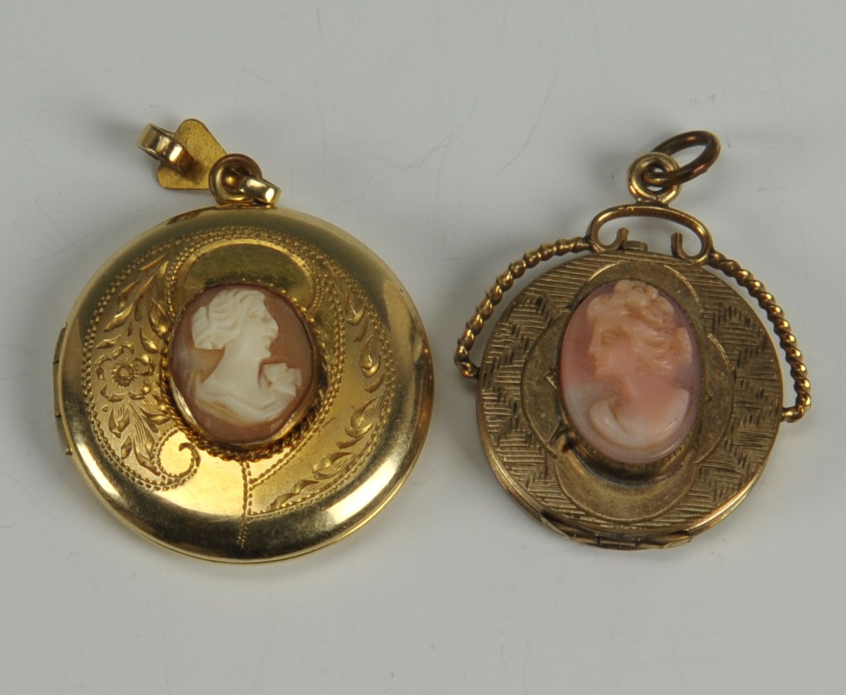 Lot 728: 14 pcs of Cameo Jewelry, some 14K and 10K