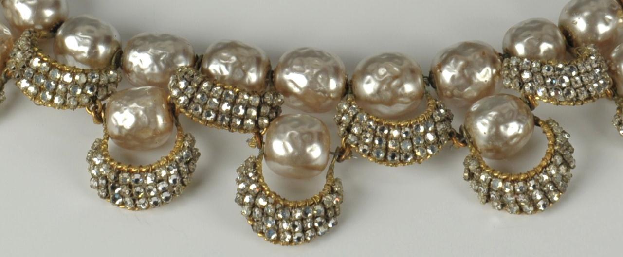 Lot 733: Miriam Haskell Pearl and Rhinestone Necklace