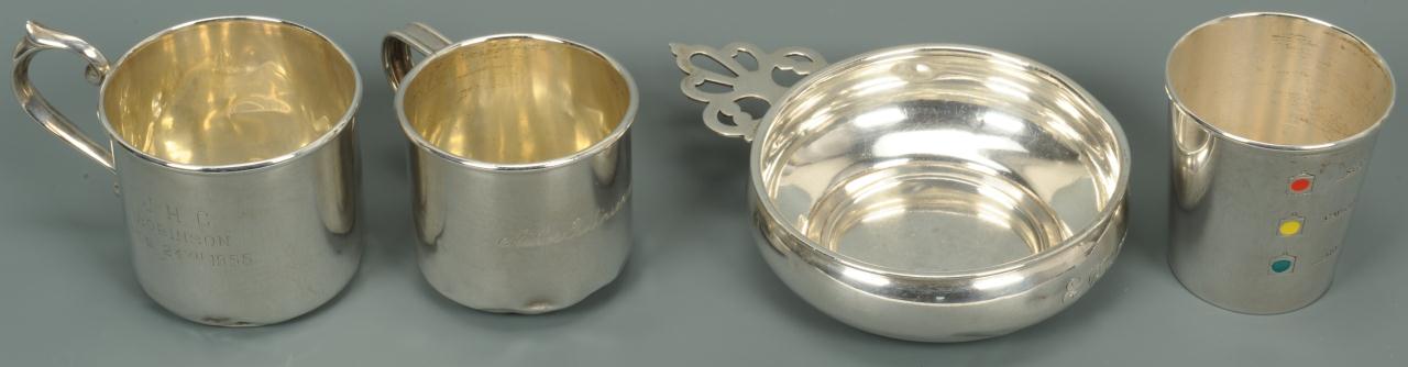 Lot 750: A Sterling Porringer and 3 Child cups