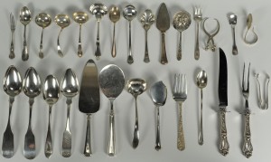 Lot 752: 30 Pcs Sterling And Coin Flatware, Mainly Serving