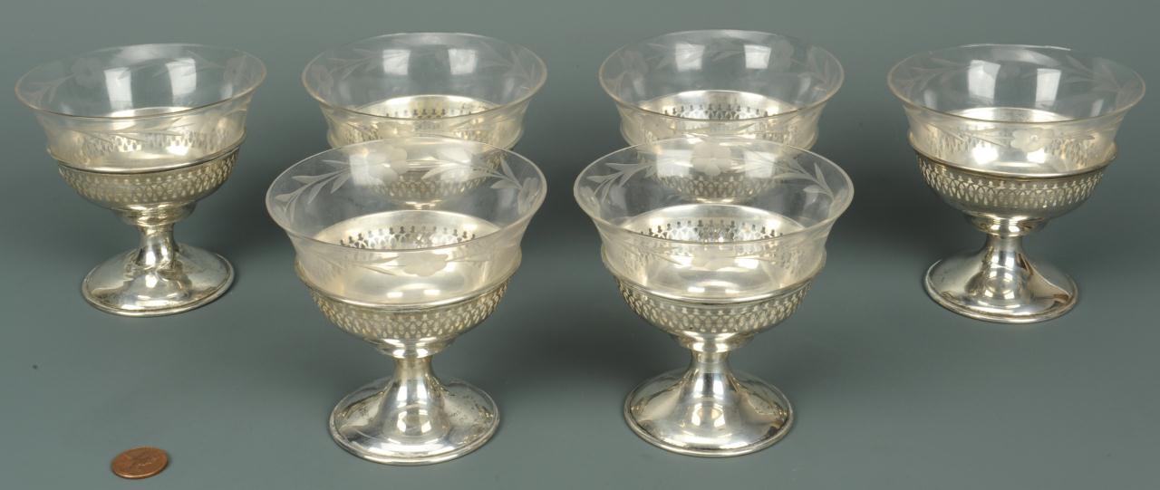 Lot 753: Set of 6 Manchester Sterling Sherbets w/ Liners
