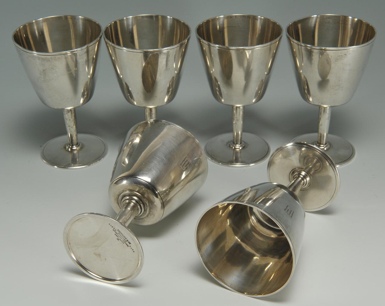 Lot 76: Six Tiffany Sterling Silver Goblets