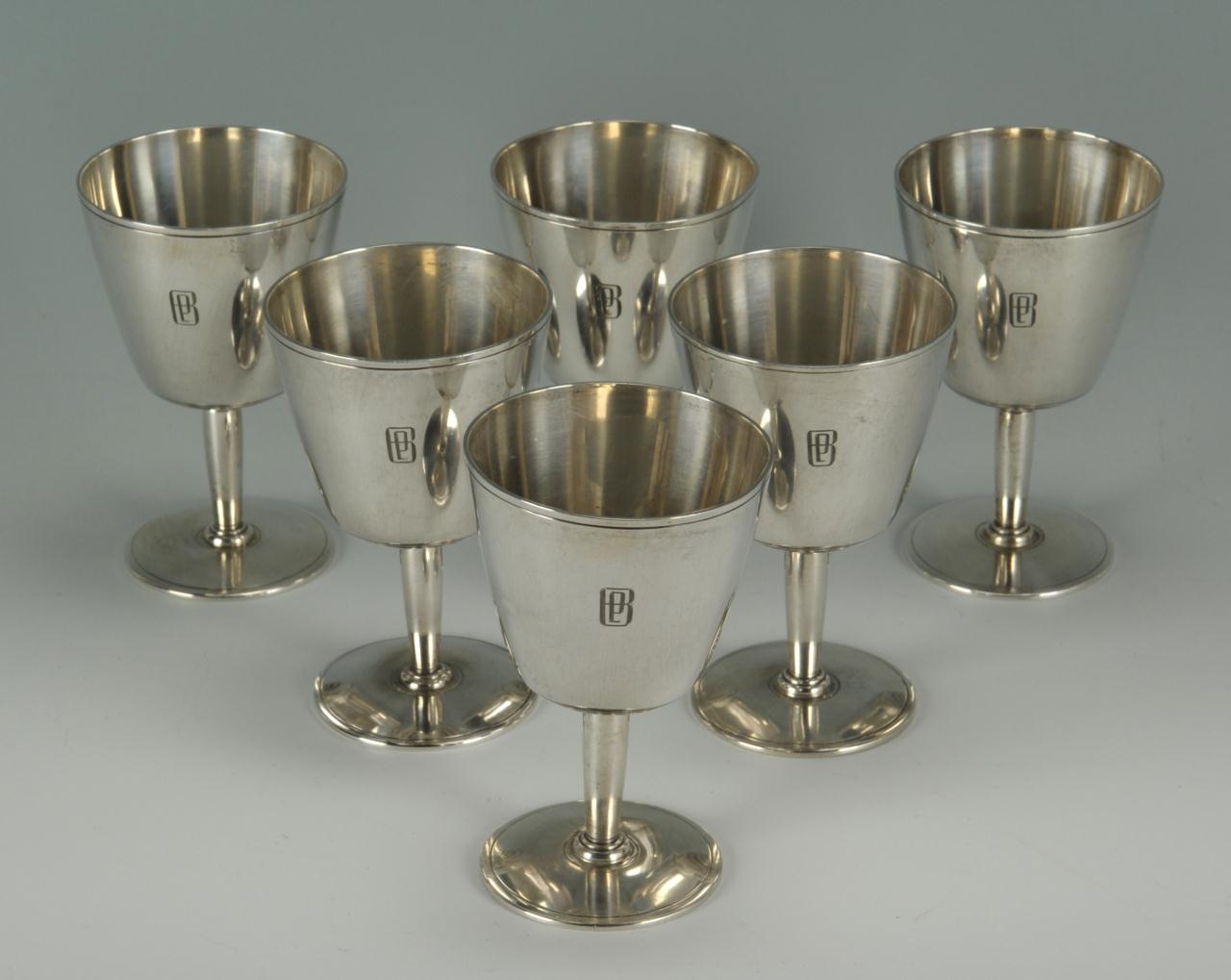 Lot 76: Six Tiffany Sterling Silver Goblets