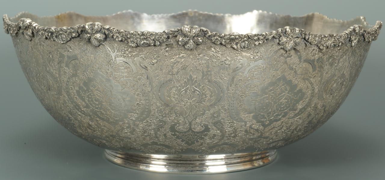 Lot 85: Hallmarked Persian Silver Punch Bowl & Underplate
