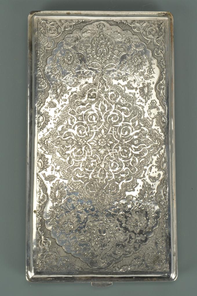 Lot 87: 7 Persian Silver Items, Cases & Salts